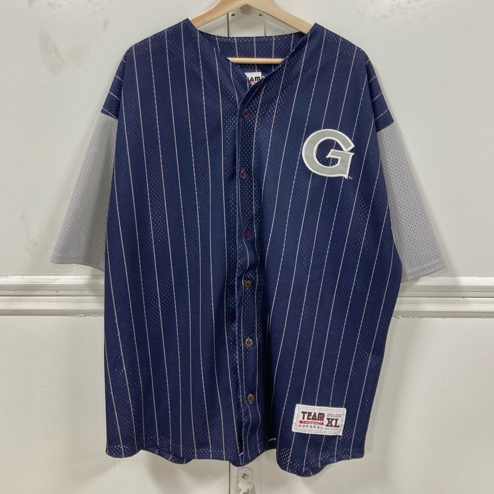 90s Vintage Georgetown Hoyas Pinstripe Baseball Mesh Jersey XL